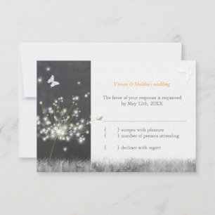 Carte RSVP de mariage Dandelion tableau noir