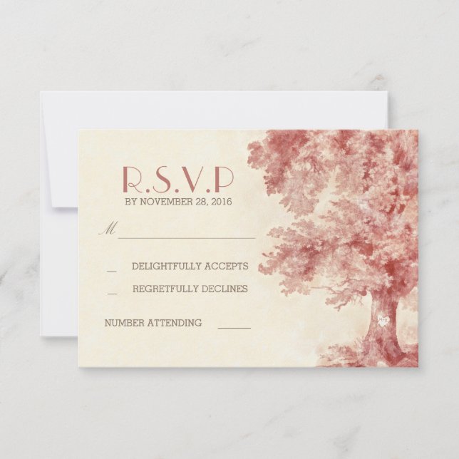 carte RSVP de mariage d'arbre peint aquarelle (Devant)