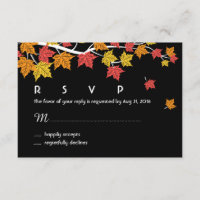 Carte RSVP de mariage d'automne avec Feuilles d'ér