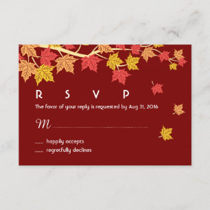 Carte RSVP de mariage d'automne avec Feuilles d'ér