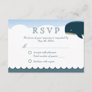 Carte RSVP de mariage de baleine volante élégante