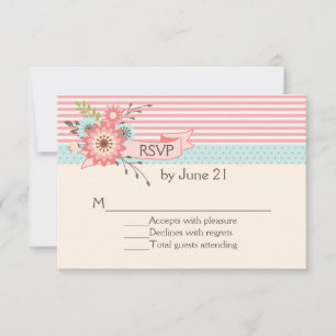 Carte RSVP de mariage de charme Motifs et floraux
