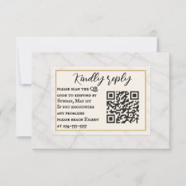 Carte RSVP de mariage de code QR Whisper en marbre