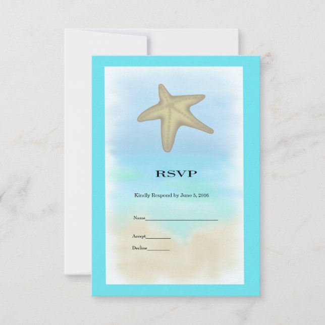 Carte RSVP de Mariage de coquillages Starfish (Devant)