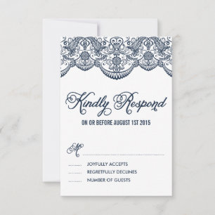 Carte RSVP de mariage de dentelle de la Marine Bro