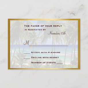Carte RSVP de mariage de destination tropicale