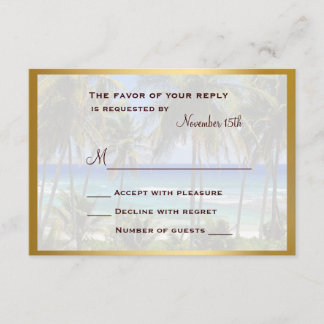 Carte RSVP de mariage de destination tropicale