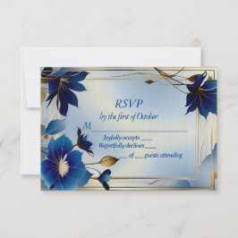Carte RSVP de mariage de fleurs bleues déco
