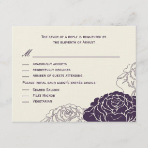 Carte RSVP de mariage de jardin Rose - violet