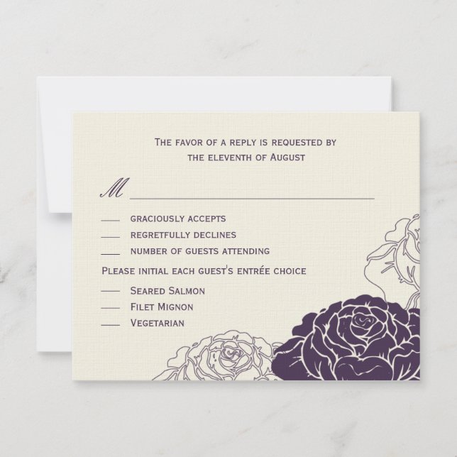 Carte RSVP de mariage de jardin Rose - violet (Devant)