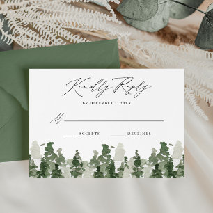 Carte RSVP de mariage de la forêt de pin rustique