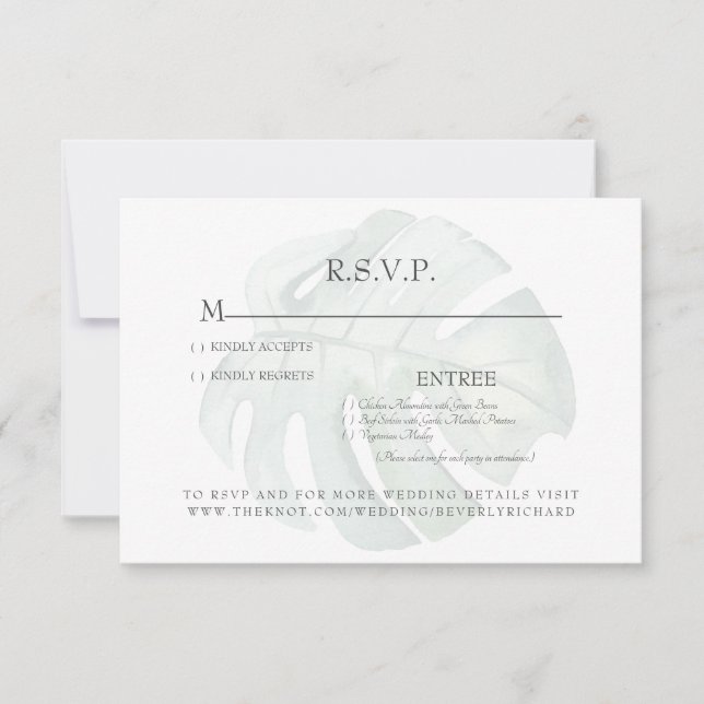 Carte RSVP de mariage de la tige de feuillage trop (Devant)