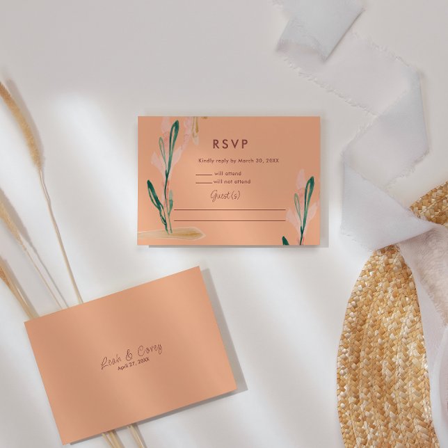 Carte RSVP de mariage de l'aquarelle Peach (Créateur téléchargé)