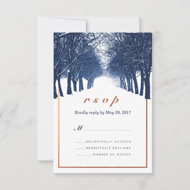 Carte RSVP de mariage de l'avenue des Arbres d'hiv (Devant)