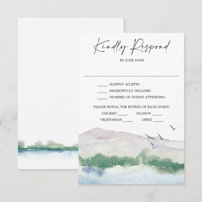 Carte RSVP de mariage de Mountain Lake (Devant / Derrière)