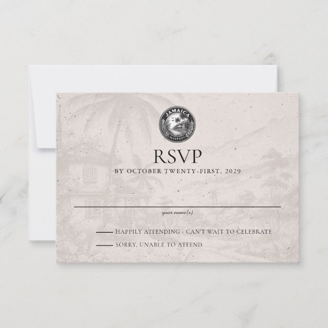 Carte RSVP de mariage de passeport jamaïcain (Devant)