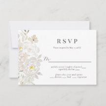 Carte RSVP de mariage de pivoine d'aquarelle blanc