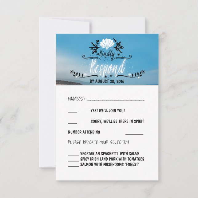 Carte RSVP de mariage de plage (Devant)