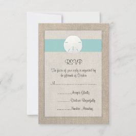 Carte RSVP de mariage de plage de sable Dollar
