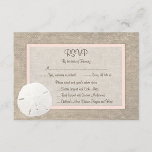 Carte RSVP de mariage de plage de sable Dollar - B
