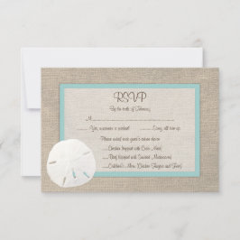 Carte RSVP de mariage de plage de sable - Turquois
