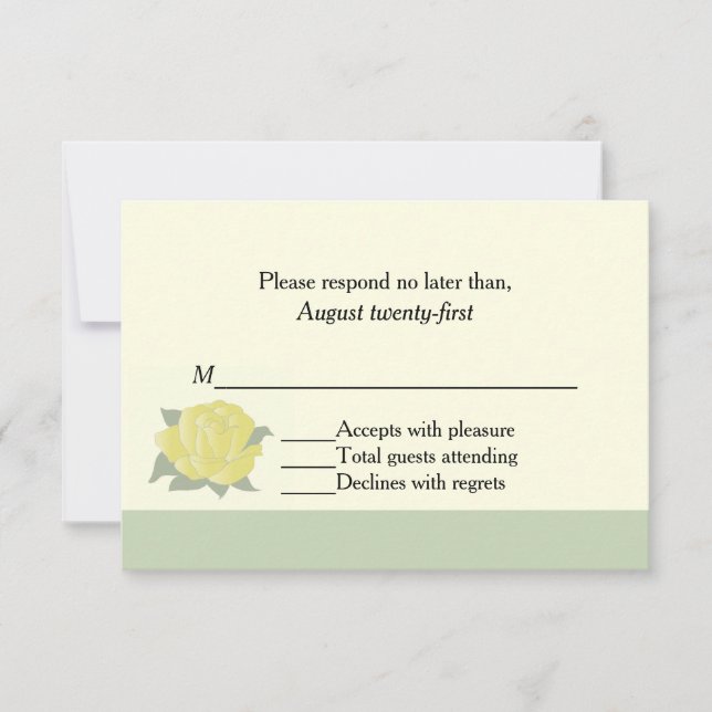 Carte RSVP de mariage de rose jaune du Texas (Devant)