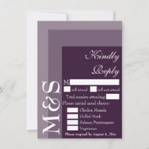 Carte RSVP de mariage de script moderne violet
