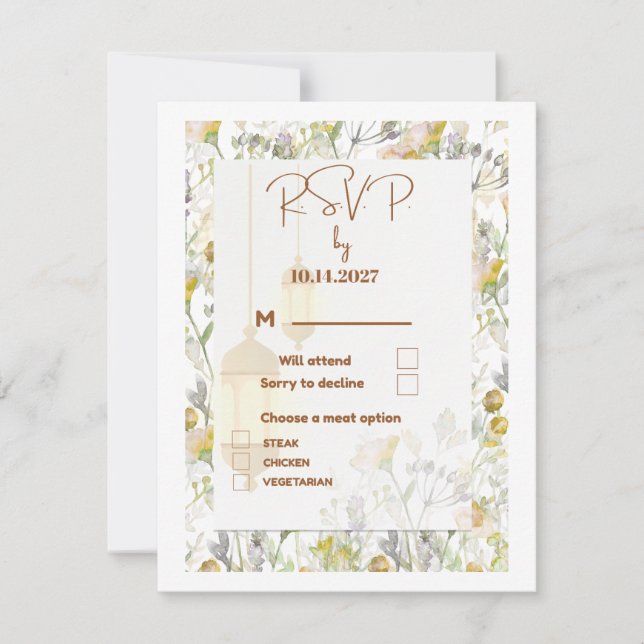 Carte RSVP de mariage de style agricole (Devant)