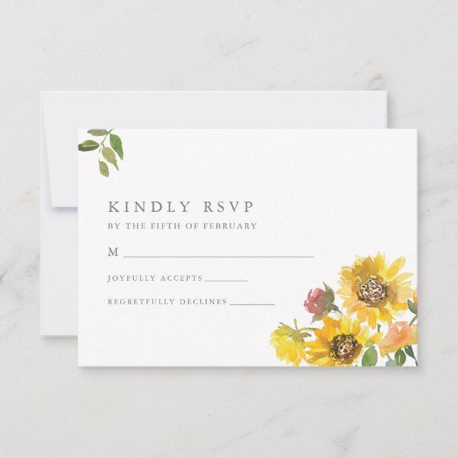 Carte RSVP de mariage de tournesol (Devant)