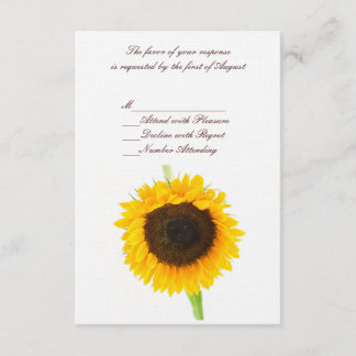 Carte RSVP de mariage de tournesol