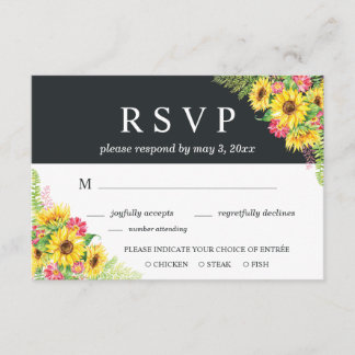 Carte RSVP de mariage de tournesol avec choix de d