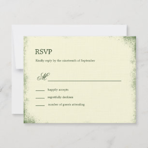 Carte RSVP de mariage de vignoble rustique - Vert