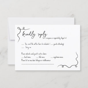Carte RSVP de mariage dessinée à la main
