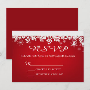 Carte RSVP de mariage d'hiver Red Snowflake