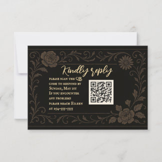 Carte RSVP de mariage du code QR du Rose noir