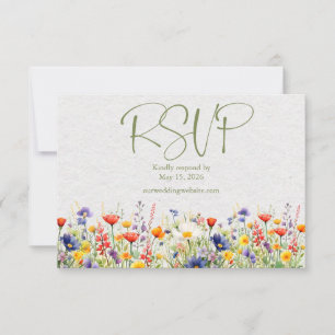Carte RSVP de mariage du code QR fleur sauvage