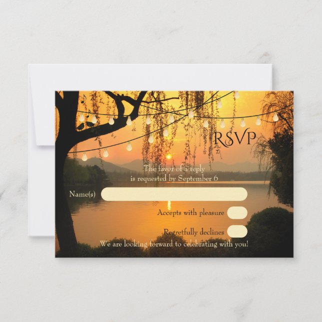 Carte RSVP de mariage du coucher du soleil à chaîn (Devant)