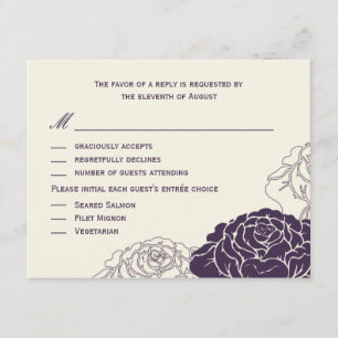 Carte RSVP de mariage du jardin rose - violet