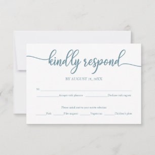 Carte RSVP de mariage Dusty Blue Calligraphie
