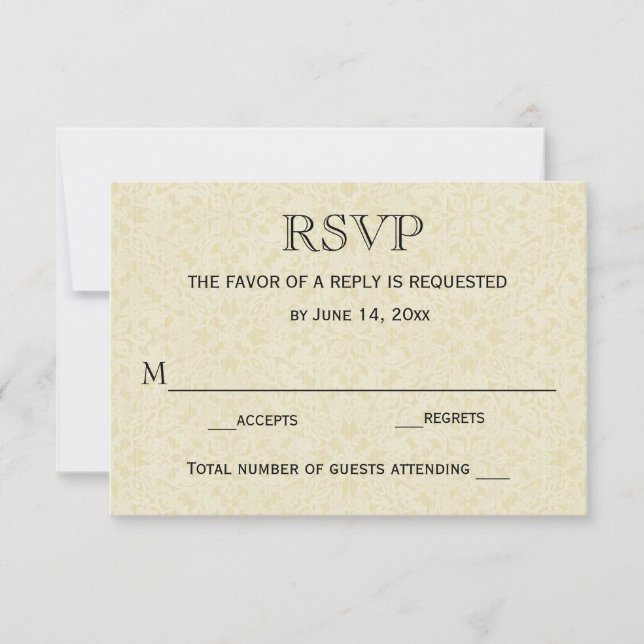 Carte RSVP de mariage / Ecru Lace (Devant)