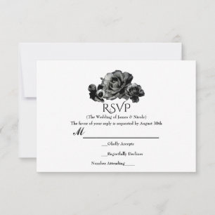 Carte RSVP de mariage élégant Roses d'aquarelle no
