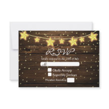 Carte RSVP de mariage en bois rustique avec guirla