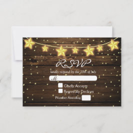 Carte RSVP de mariage en bois rustique avec guirla