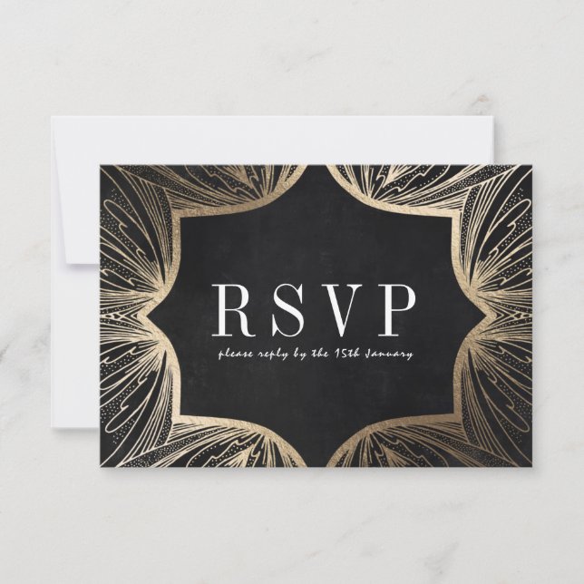 Carte RSVP de mariage en faux or Art Nouveau, (Devant)