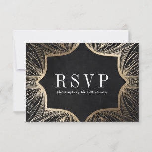 Carte RSVP de mariage en faux or Art Nouveau,