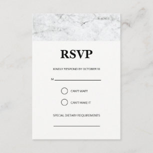 Carte RSVP de mariage en marbre moderne