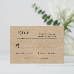 Carte RSVP de mariage en papier rustique