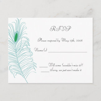 Carte RSVP de mariage en plume