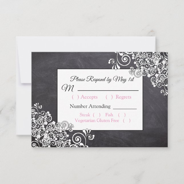 Carte RSVP de mariage en tableau de bord (Devant)