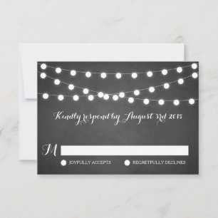 Carte RSVP de Mariage en tableau noir blanc Fairy